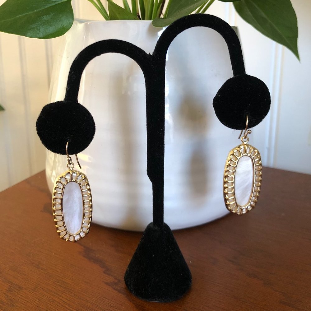 Kendra Scott Elle Gold Drop Earrings White Pearl